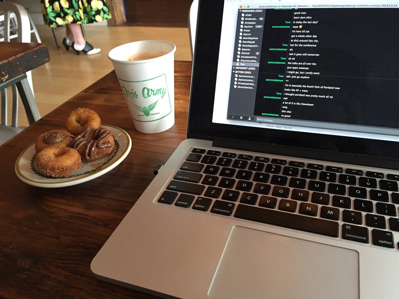 My mac at a donut-shop in portland